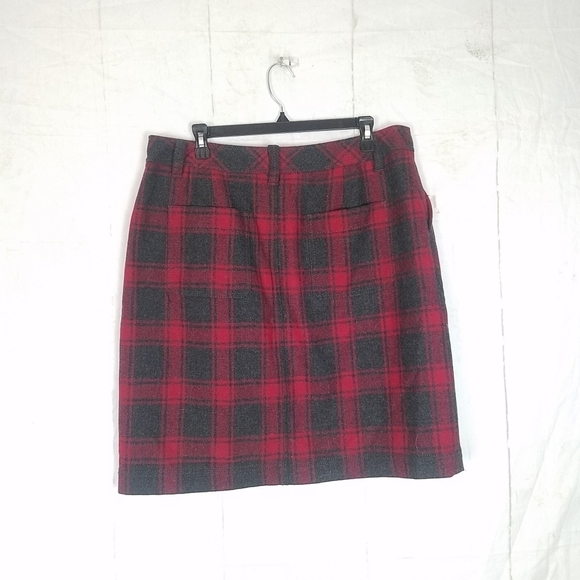 Eddie Bauer vintage red gray plaid wool blend skirt - Picture 2 of 6